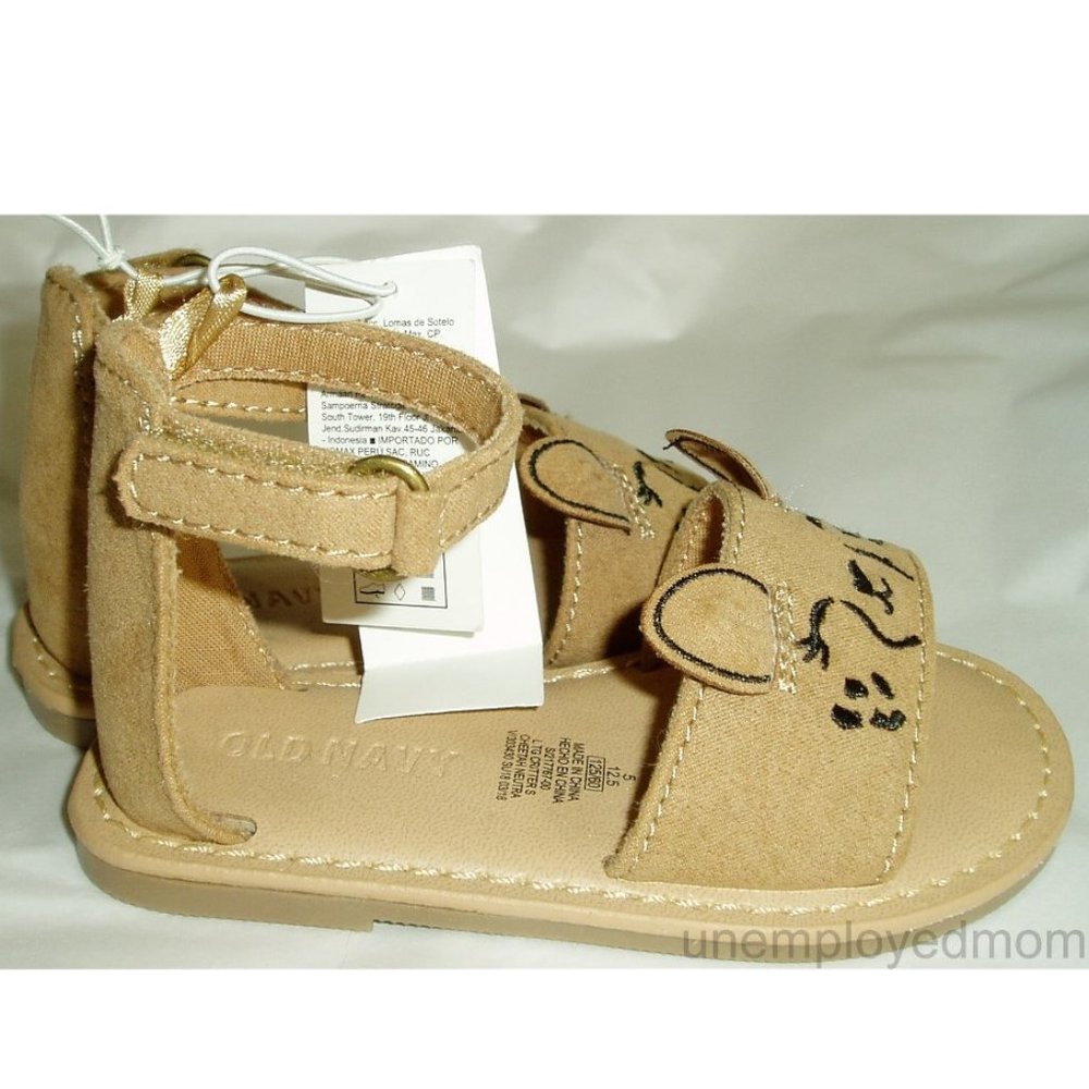 Tan Sandals Deer Face Little Girls Toddlers Summer - Picture 3 of 7